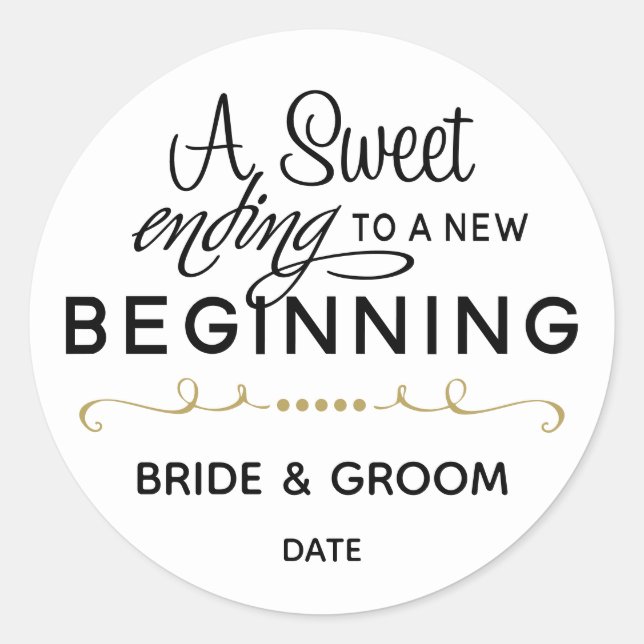 WEDDING FAVOR STICKER | SWEET ENDING NEW BEGINNING (Front)