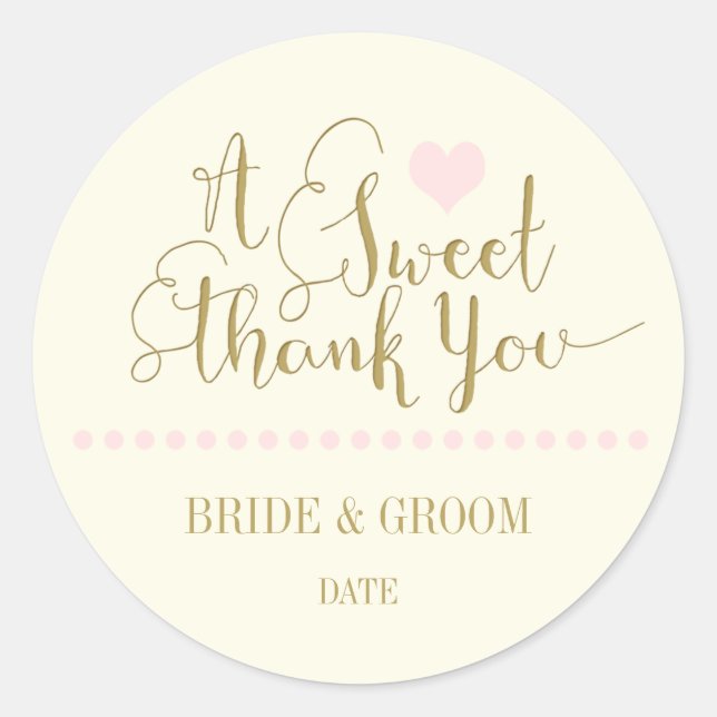 WEDDING FAVOR STICKER Sweet thank you. (Front)