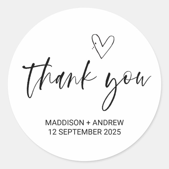 Wedding Favor Thank You From Bride Groom  Favor  Classic Round Sticker (Front)