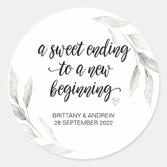 Wedding Favor Treat Bag Jam Jar Sweet Beginning Cl Classic Round Sticker (Front)