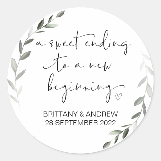 Wedding Favor Treat Bag Jam Jar Sweet Beginning Classic Round Sticker (Front)