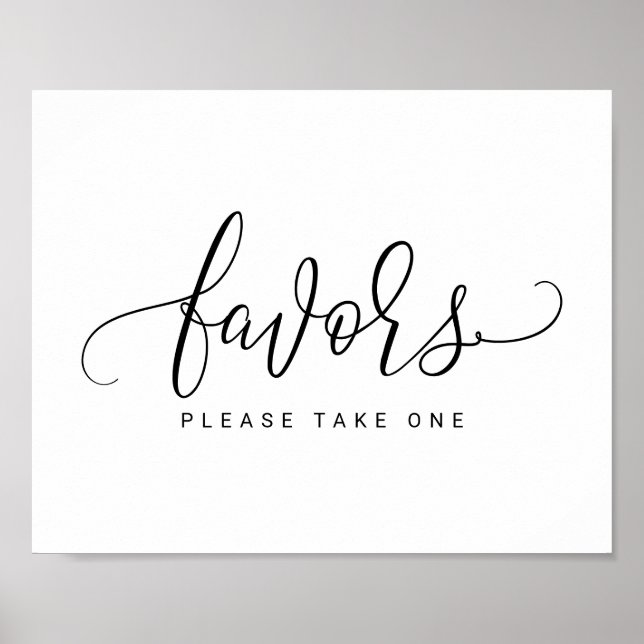Wedding Favors Sign - Bounce Calligraphy (Black) (Front)
