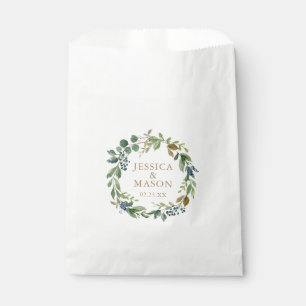 Wedding Favour Bag Greenery Navy Gold