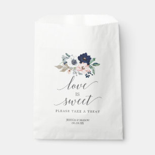 Wedding Favour Bag Love is Sweet Navy Blooms
