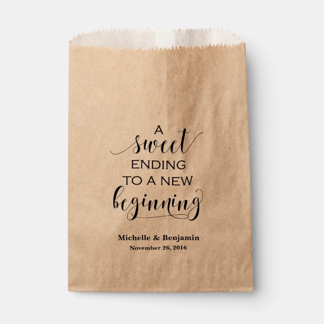 Wedding Favour Bag - Sweet Ending to New Beginning (Front)