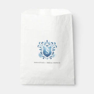 Wedding Favour Bags Blue Monogrammed Crest