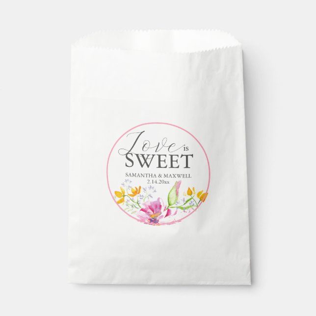 Wedding Favour Bags Watercolor Flowers (Front)