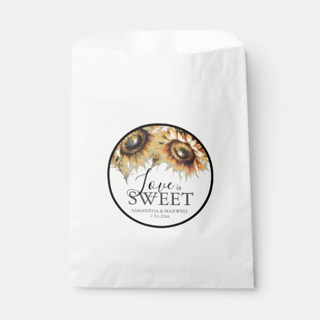 Wedding Favour Bags Watercolor Sunflowers (Front)