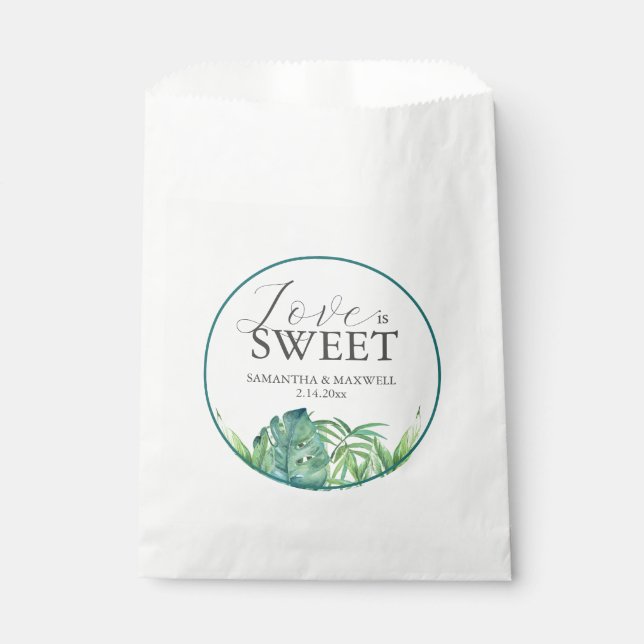 Wedding Favour Bags Wild Tropical Palm Love Sweet (Front)