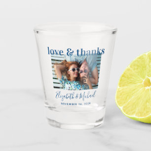 Wedding Favour Blue Love Thanks Photo Custom Shot  Shot Glass