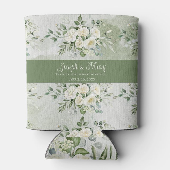 Wedding Favour Botanical Soft Romantic Golf Course Can Cooler (Back)