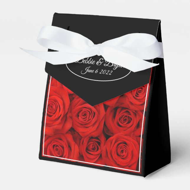 Wedding Favour Box Red Roses (Front Side)