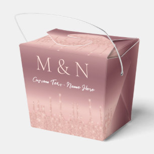 Wedding Favour Box Rose Blush Sparkle Text Name