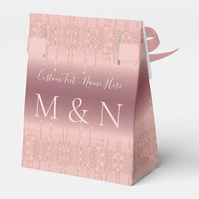 Wedding Favour Box Rose Gold with Your Text Name (Back Side)