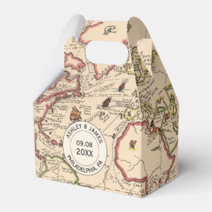 Wedding Favour Box with Vintage World Adventure Ma