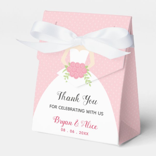 Wedding Favour Boxes (Pink Bridal Gown) (Front Side)