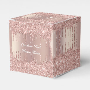 Wedding Favour Boxes Rose Gold Custom Text Name