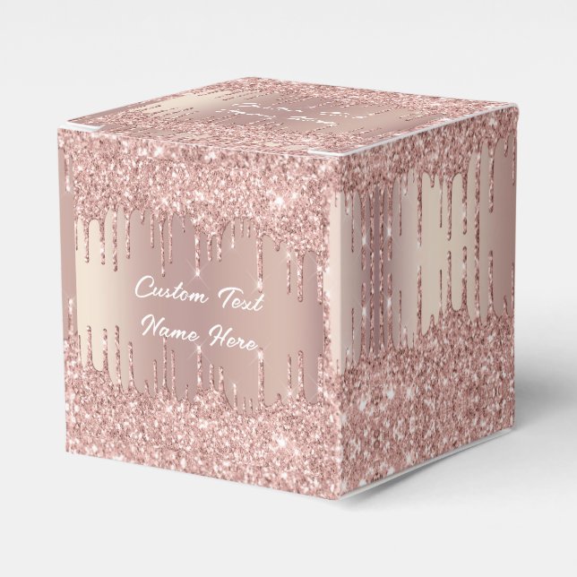 Wedding Favour Boxes Rose Gold Custom Text Name (Front Side)