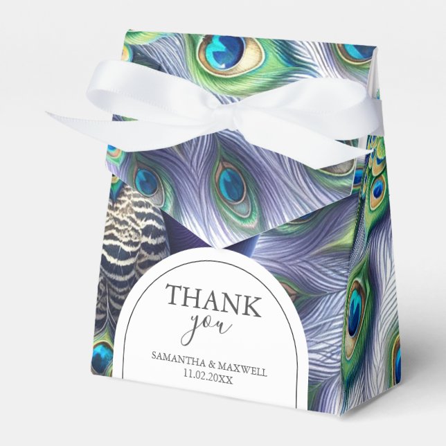 Wedding Favour Boxes Royal Peacock (Front Side)