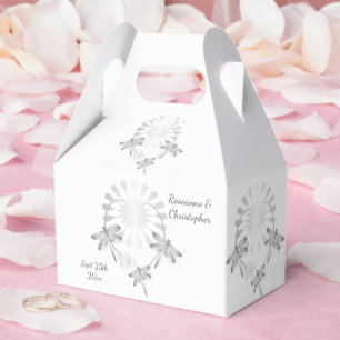 Wedding Favour Boxes Silver Dragonflies Heart