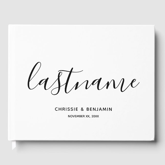 Wedding Favour Custom Bride Groom Date Calligraphy Guest Book (Front)