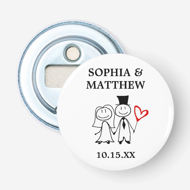 Wedding Favour Cute Cartoon Couple Bottle Opener (Front)