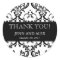 Wedding Favour Damask Thank You Stickers Black