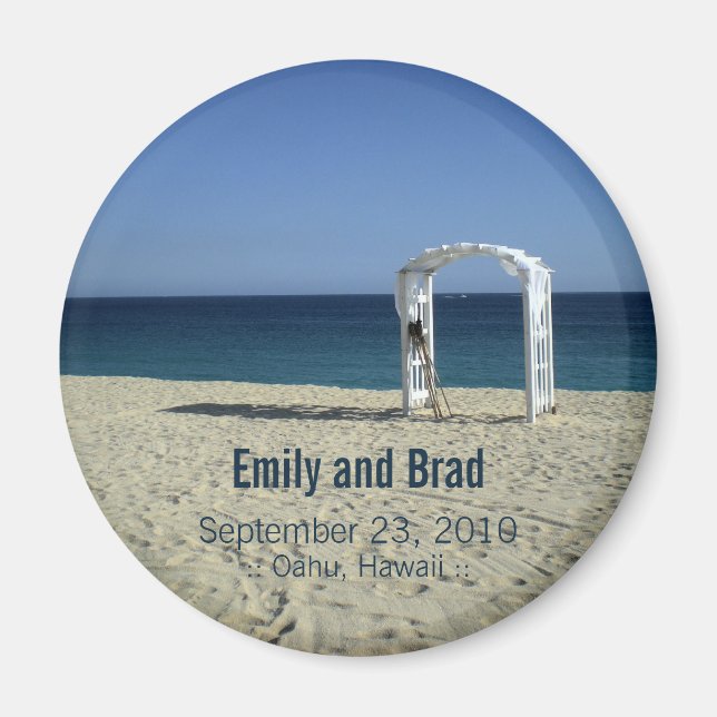 Wedding Favour Destination Beach Wedding Magnet (Front)