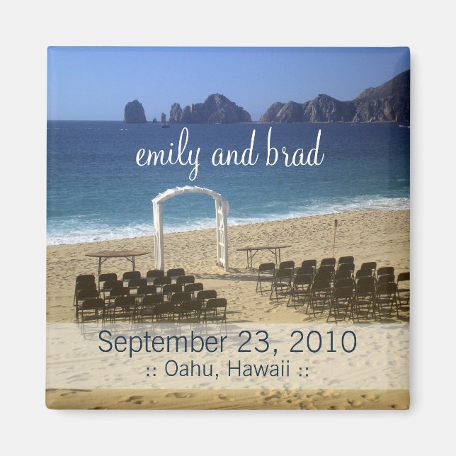 Wedding Favour Destination Beach Wedding Magnet (Front)