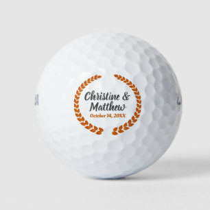 Wedding Favour Elegant Orange Wreath Golf Balls