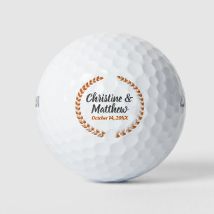 Wedding Favour Elegant Watercolor Orange Wreath Golf Balls