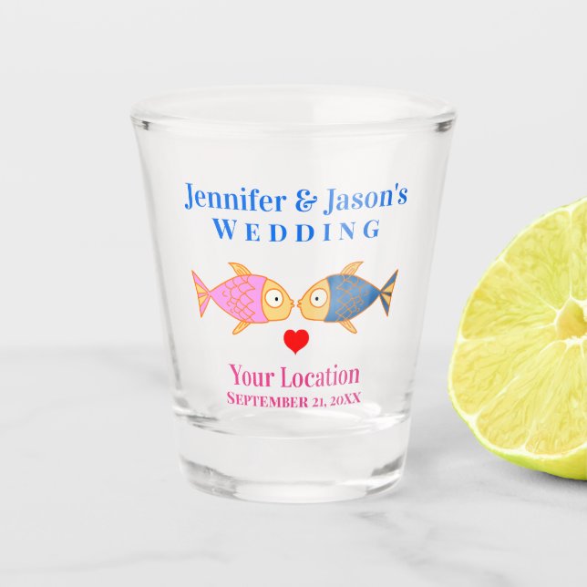 Wedding Favour Fish Beach Tropical Destination Shot Glass (Front)