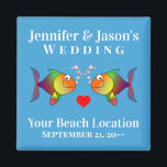Wedding Favour Fish Cute Tropical Beach Destinatio Magnet<br><div class="desc">Are you having a tropical destination wedding or maybe you're getting married at an aquarium? This cute custom fish magnet will make a perfect wedding favour for your guests, or just order a few for souvenirs for yourself and your bridal party! Personalize with the names, date, and beach location of...</div>