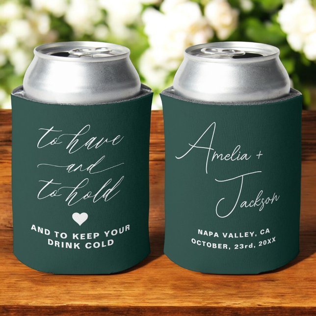 Wedding Favour Forest Green To Have and To Hold Can Cooler (Creator Uploaded)
