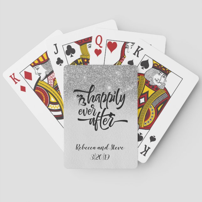 Wedding Favour Gift  Happily Ever After Silver Playing Cards (Back)
