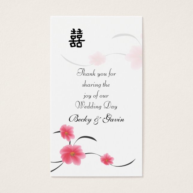 Wedding Favour Gift Tag Cherry Blossom Double Happ (Front)