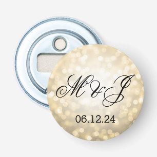 Wedding Favour Gold Glitter Lights Bottle Opener