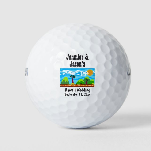 Wedding Favour Hawaii Beach Tropical Destination Golf Balls (Front)