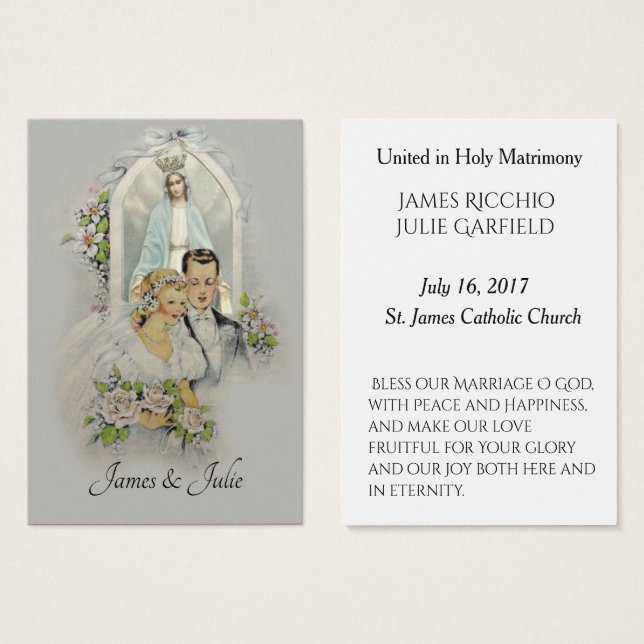 Wedding Favour Holy Card Bride Groom Mary (Front & Back)