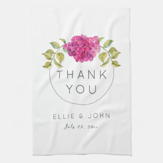Wedding Favour Hot Pink Hydrangea Kitchen Towel