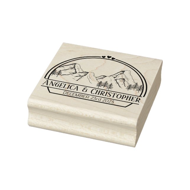 wedding favour invitation couple party mountain rubber stamp (Stamp)