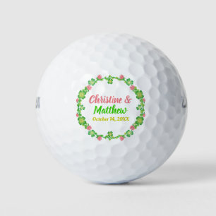 Wedding Favour Irish Clover Wreath Calligraphy Golf Balls