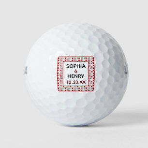 Wedding Favour Love and Hearts Red Black Golf Balls