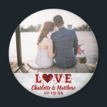 Wedding Favour Love Modern Typography Thank You Magnet<br><div class="desc">This modern typography love photo magnet with a light white bokeh background will make a great favour for your wedding!  Customize with the photo,  names,  and date of your choice.  The font and colour of the text can be changed to fit your preference.</div>