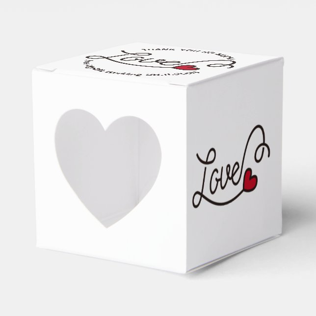 Wedding Favour Love Red Heart Typography Art Favor Box (Front Side)