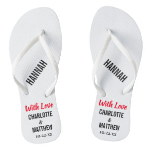 Wedding Favour Modern Typography Flip Flops