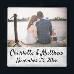 Wedding Favour Modern Typography Photo Thank You M Magnet<br><div class="desc">This modern typography photo magnet will make the perfect favour for your wedding!  Personalize with the photo,  names,  and date of your choice.  The names and date are imposed over a light white bokeh background.</div>
