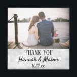 Wedding Favour Modern Typography Photo Thank You Magnet<br><div class="desc">This modern typography photo magnet will make the perfect favour for your wedding!  Personalize with the photo,  names,  and date of your choice.  The names and date are imposed over a light white bokeh background.</div>