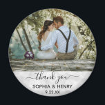 Wedding Favour Modern Typography Photo Thank You Magnet<br><div class="desc">This modern typography photo magnet will make the perfect favour for your wedding!  Personalize with the photo,  names,  and date of your choice.  The text is imposed over a light white bokeh background.</div>
