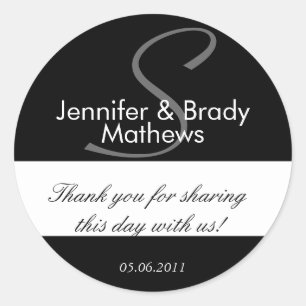 Wedding Favour Monogram S Thank You Sticker